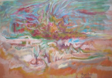 Pintura titulada "Volcan y desierto" por Magali Reales, Obra de arte original