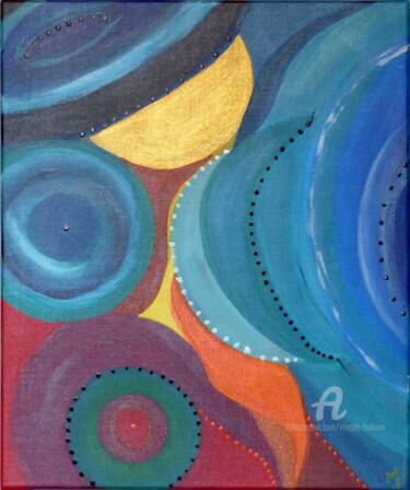 Painting titled "Et Mon Blues Rencon…" by Magda Hoibian, Original Artwork, Acrylic Mounted on Wood Stretcher frame