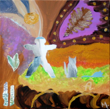 Коллажи под названием "Wild joy" - Magda Hoibian, Подлинное произведение искусства, Коллажи Установлен на Деревянная рама дл…