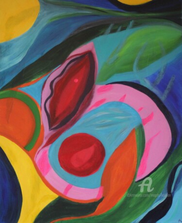 Painting titled "Viva la vulva" by Magda Hoibian, Original Artwork, Acrylic Mounted on Wood Stretcher frame