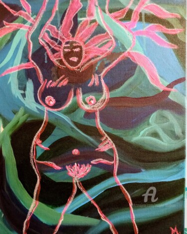 Картина под названием "Femme qui danse dan…" - Magda Hoibian, Подлинное произведение искусства, Акрил Установлен на Деревянн…