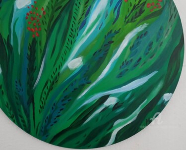 Peinture intitulée "Ondée verte" par Magda Hoibian, Œuvre d'art originale, Acrylique Monté sur Châssis en bois