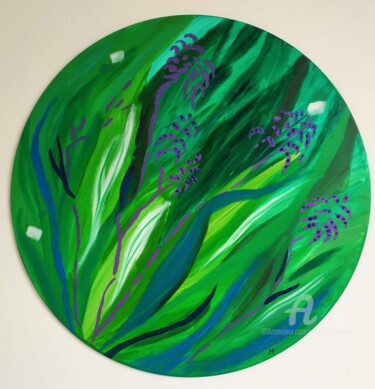 Painting titled "Green is the colour" by Magda Hoibian, Original Artwork, Acrylic Mounted on Wood Stretcher frame