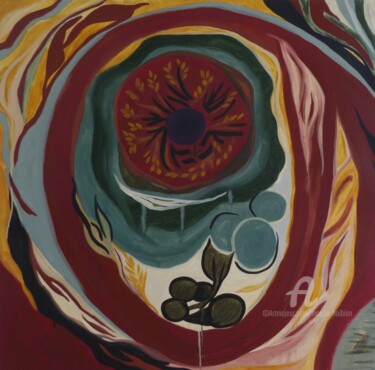Pintura intitulada "Ardent buisson" por Magda Hoibian, Obras de arte originais, Pigmentos Montado em Armação em madeira