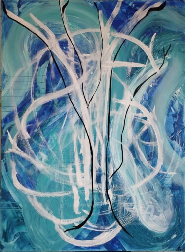 Painting titled "Ample respiration b…" by Magda Hoibian, Original Artwork, Acrylic Mounted on Wood Stretcher frame