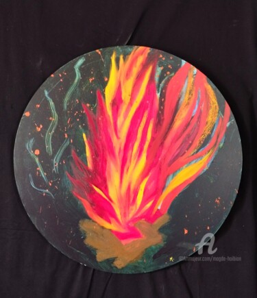 Картина под названием "Flammes" - Magda Hoibian, Подлинное произведение искусства, Масло Установлен на Деревянная рама для н…