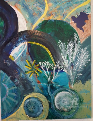 Peinture intitulée "One planet" par Magda Hoibian, Œuvre d'art originale, Huile