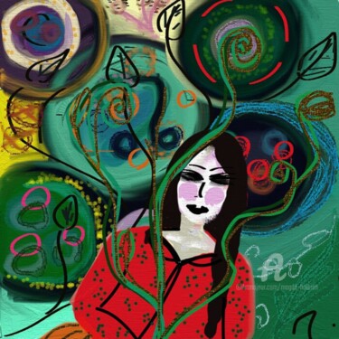 Grafika cyfrowa / sztuka generowana cyfrowo zatytułowany „MujerVegetal” autorstwa Magda Hoibian, Oryginalna praca, Malarstwo…