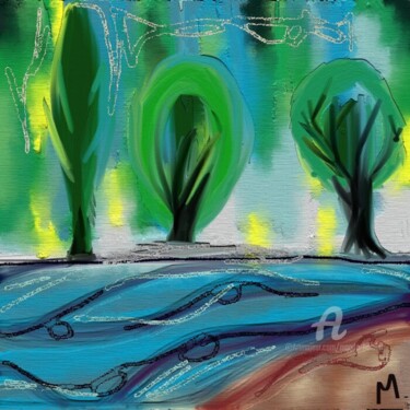 Arts numériques intitulée "Les arbres" par Magda Hoibian, Œuvre d'art originale, Peinture numérique