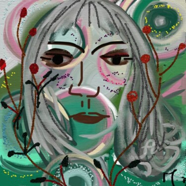 Arte digitale intitolato "Luna_vegetale" da Magda Hoibian, Opera d'arte originale, Pittura digitale