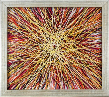 Textile Art titled "Oko Boga" by Magdalena Kulawik, Original Artwork, String Art Mounted on Wood Panel