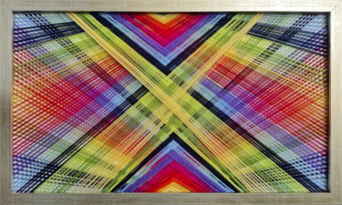 "ColourX" başlıklı Tekstil Sanatı Magdalena Kulawik tarafından, Orijinal sanat, İplik Sanatı Ahşap panel üzerine monte edilm…
