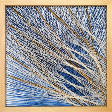 Textile Art titled "Kłosy" by Magdalena Kulawik, Original Artwork, String Art Mounted on Wood Panel