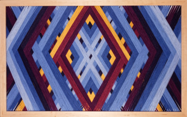 Textile Art titled "Kalejdoskop" by Magdalena Kulawik, Original Artwork, String Art Mounted on Wood Panel