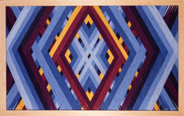 Kalejdoskop Art textile intitulée "Kalejdoskop" par Magdalena Kulawik, Œuvre d'art originale, String Art Monté sur Panneau de bois