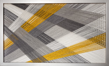 Arte textil titulada "Szarość" por Magdalena Kulawik, Obra de arte original, Textiles Montado en Panel de madera