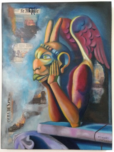 Pintura intitulada "Gárgula" por Magda Mezadre, Obras de arte originais, Óleo