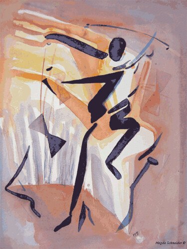 Peinture intitulée "Joueur" par Magda Schneider Kiszio, Œuvre d'art originale, Huile