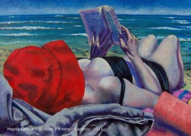 Pittura intitolato "Il rosso e il nero…" da Magda Carella, Opera d'arte originale, Olio