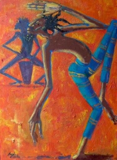 Pittura intitolato "Suoni d'Africa" da Magda Carella, Opera d'arte originale, Olio