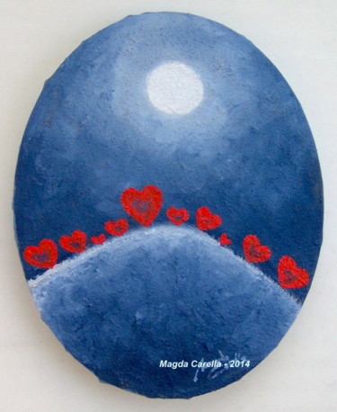 Картина под названием "E i cuori stanno a…" - Magda Carella, Подлинное произведение искусства, Масло