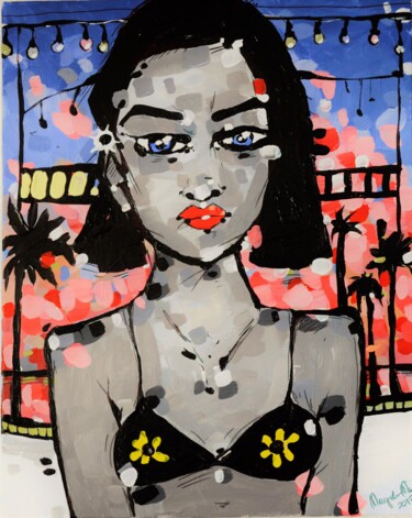 Painting titled "Girl in the bikini" by Magdalena Macniallais, Original Artwork, Acrylic