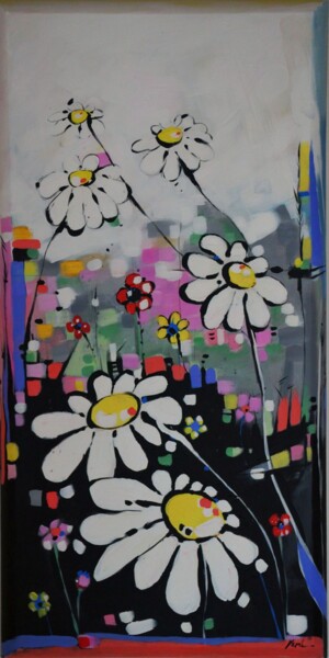 Painting titled "Daisies" by Magdalena Macniallais, Original Artwork, Acrylic