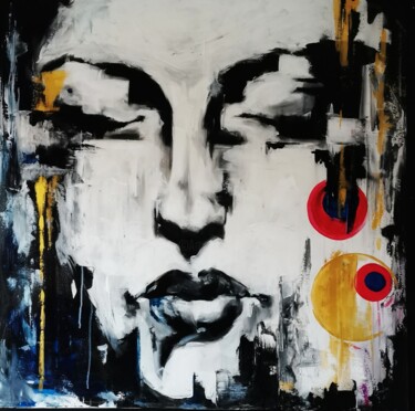 Painting titled "... po drugiej stro…" by Magdalena Sawicka, Original Artwork, Acrylic Mounted on Wood Stretcher frame