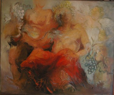 Malerei mit dem Titel "Bacus" von Rebeka, Original-Kunstwerk, Öl
