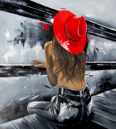 Malarstwo zatytułowany „Jestem tutaj” autorstwa Magdalena Serwin, Oryginalna praca, Olej Zamontowany na Metal