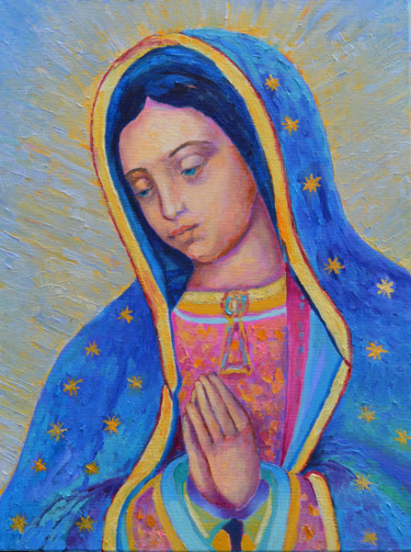 Painting titled "Virgen de Guadalupe…" by Magdalena Walulik, Original Artwork, Oil