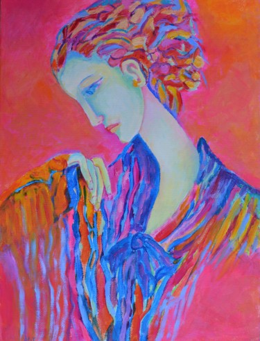 Painting titled "Woman Girl Portrait…" by Magdalena Walulik, Original Artwork, Oil