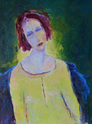 Painting titled "Sitting Woman Paint…" by Magdalena Walulik, Original Artwork, Oil