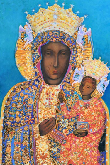 Pittura intitolato "Our Lady of Czestoc…" da Magdalena Walulik, Opera d'arte originale, Olio