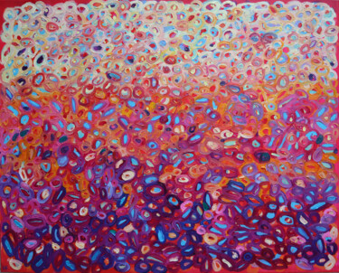 Pintura intitulada "Purple rose abstrak…" por Magdalena Walulik, Obras de arte originais, Óleo