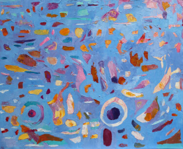 Pittura intitolato "Abstract light blue…" da Magdalena Walulik, Opera d'arte originale, Olio