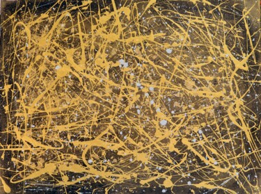 Painting titled "Golden Pollock drip…" by Magdalena Walulik, Original Artwork, Acrylic