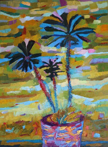 Pintura titulada "Cute Cactus Paintin…" por Magdalena Walulik, Obra de arte original, Oleo