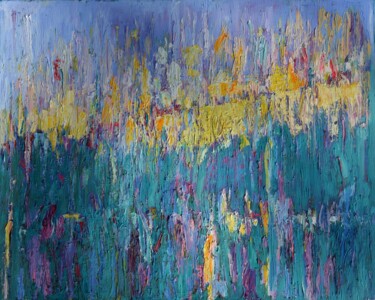 Pintura intitulada "Abstract landscape…" por Magdalena Walulik, Obras de arte originais, Óleo