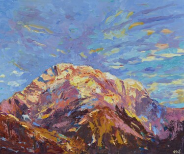 Painting titled "Mount Annapurna vie…" by Magdalena Walulik, Original Artwork, Oil