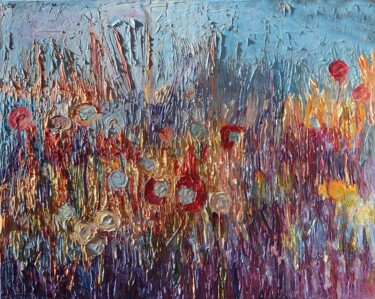 Pintura titulada "Abstract landscape…" por Magdalena Walulik, Obra de arte original, Oleo