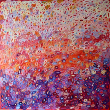 Malerei mit dem Titel "Red abstract purple…" von Magdalena Walulik, Original-Kunstwerk, Öl