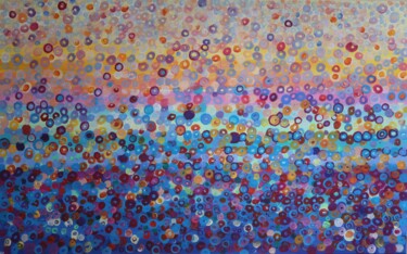 Painting titled "Abstract dots in bl…" by Magdalena Walulik, Original Artwork, Acrylic
