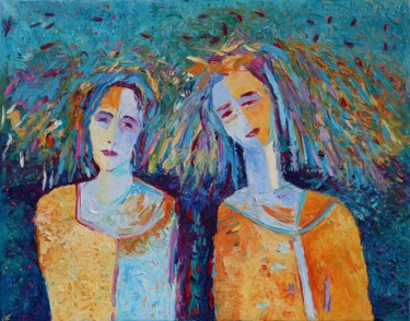 Painting titled "Women painting Peop…" by Magdalena Walulik, Original Artwork, Oil Mounted on Wood Stretcher frame