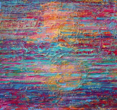 Painting titled "Abstract sky Two su…" by Magdalena Walulik, Original Artwork, Oil