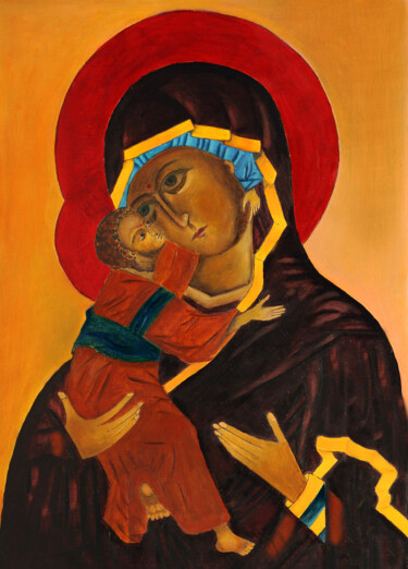 Pintura intitulada "Our Lady Virgin Mar…" por Magdalena Walulik, Obras de arte originais, Acrílico