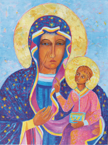 Painting titled "Our Lady of Czestoc…" by Magdalena Walulik, Original Artwork, Oil