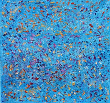 Painting titled "Blue abstract impas…" by Magdalena Walulik, Original Artwork, Oil Mounted on Wood Stretcher frame