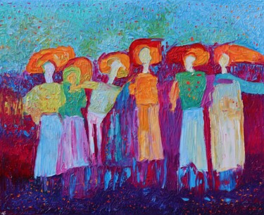 Painting titled "Human figure people…" by Magdalena Walulik, Original Artwork, Oil Mounted on Wood Stretcher frame
