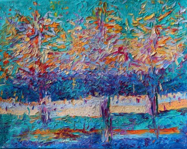 Painting titled "Nature tree forest…" by Magdalena Walulik, Original Artwork, Oil Mounted on Wood Stretcher frame